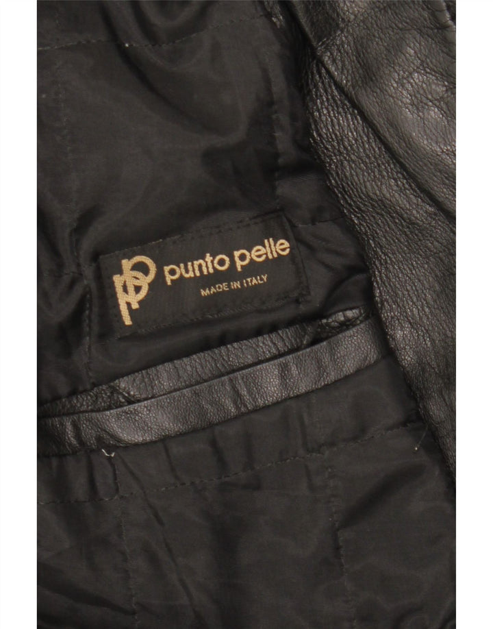 Vintage mujer chaqueta de cuero de gran tamaño EU 40 cuero negro medio