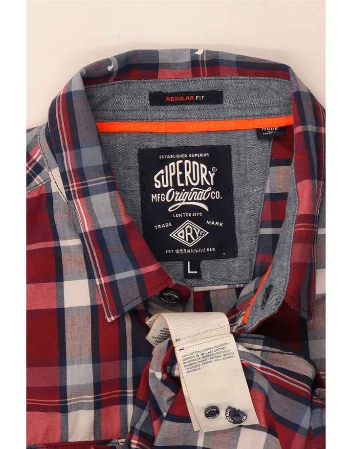Camisa Superdry De Corte Regular Para Hombre De Algodón Con Cuadros Rojos Grandes