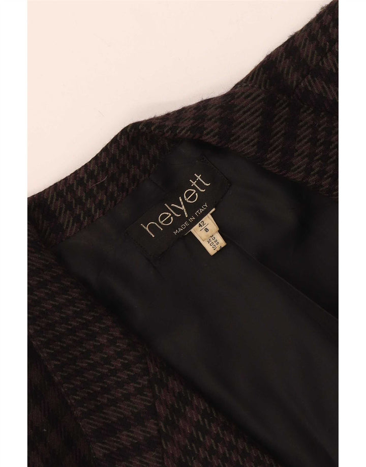 Helyett Chaqueta Blazer De 1 Botón Para Mujer IT 42 Lana De Pata De Gallo Marrón Medio