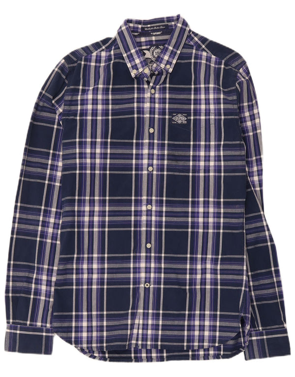 Camisa Superdry Para Hombre De Algodón A Cuadros Azul Marino Pequeño
