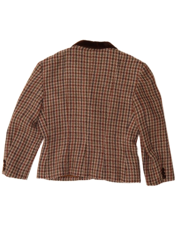 Vintage mujer 5 botones Blazer chaqueta IT 46 grande multicolor Houndstooth