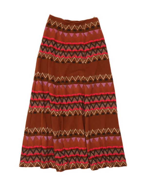 VINTAGE Mujer Maxi Falda Acampanada IT 42 Mediana W30 Geométrica Multicolor