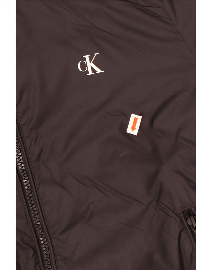 Calvin Klein Jeans Chaqueta bomber con capucha gráfica para mujer UK 10 Small Black