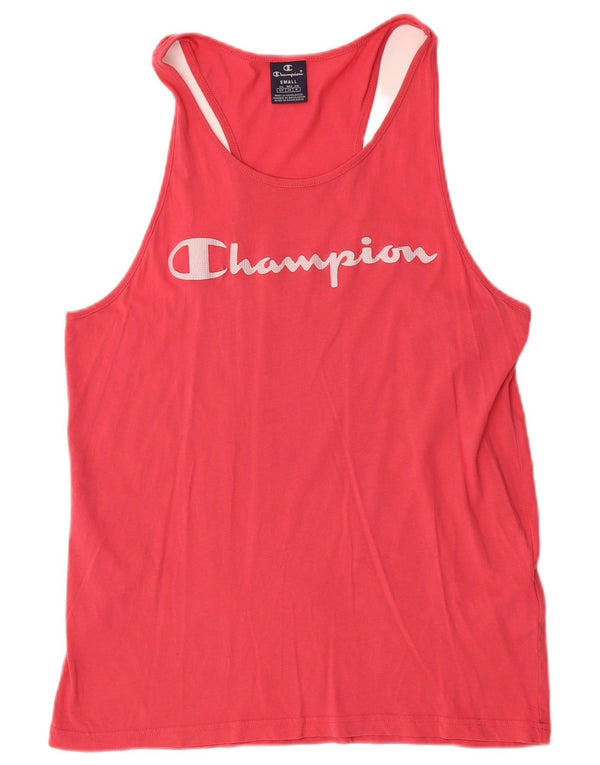 CHAMPION Camiseta sin mangas estampada para hombre de algodón rosa pequeño