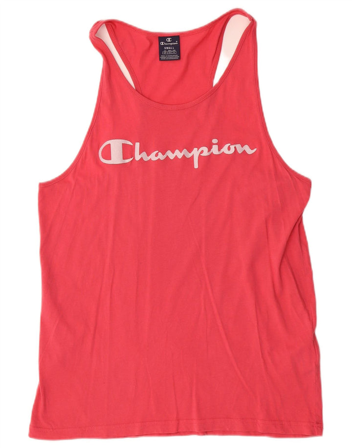 CHAMPION Camiseta sin mangas estampada para hombre de algodón rosa pequeño