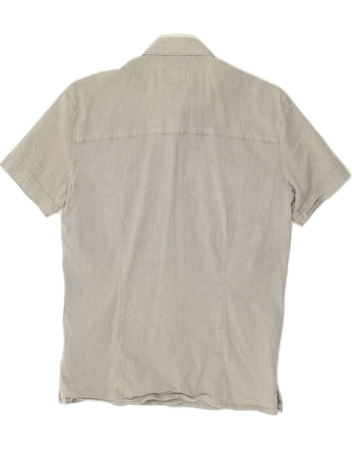 LEE Womens Premium Short Sleeve Shirt UK 14 Medium Grey Cotton | Vintage Lee | Thrift | Second-Hand Lee | Used Clothing | Messina Hembry 