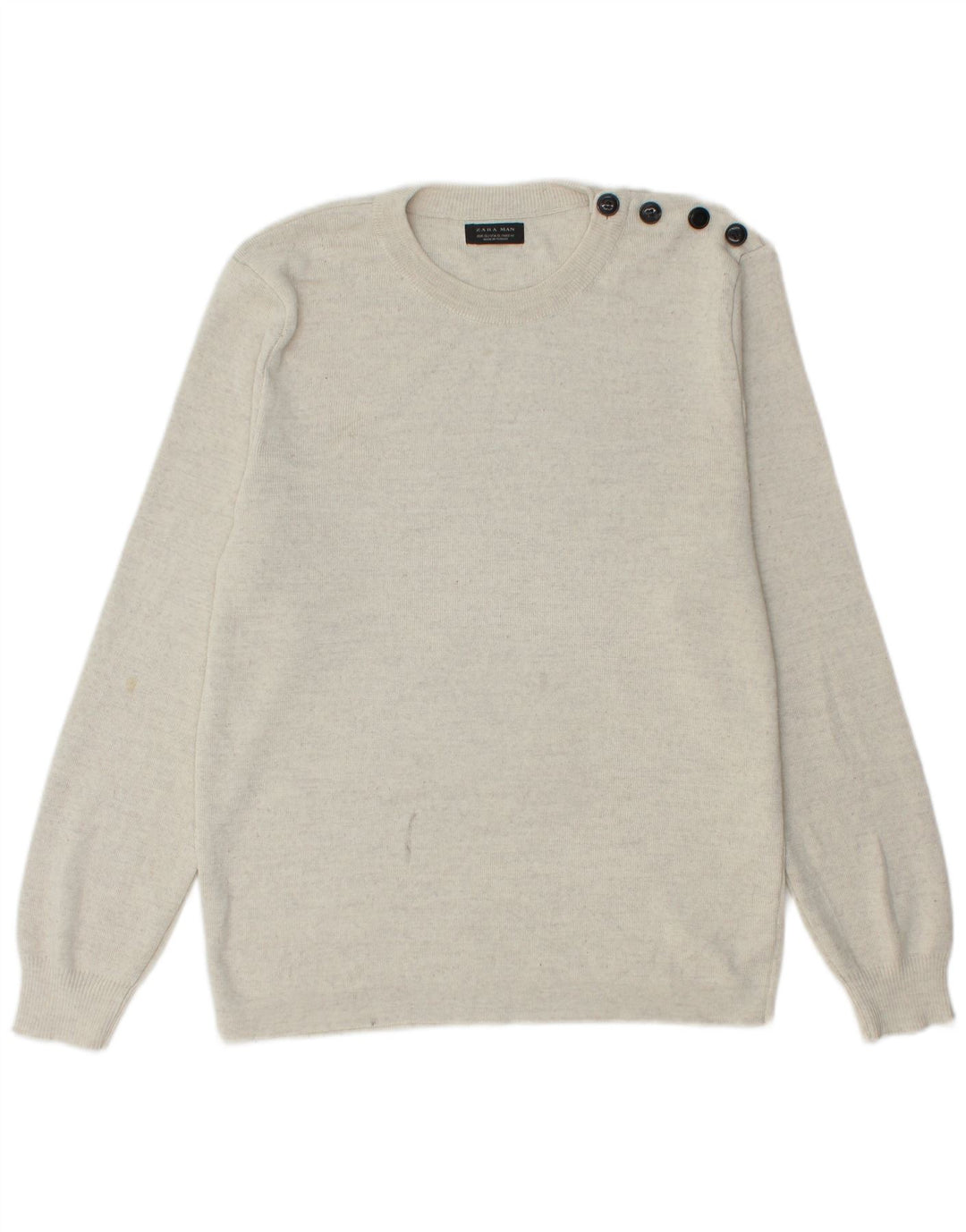 Zara Hombre Jersey Cuello Redondo Jersey XL Gris