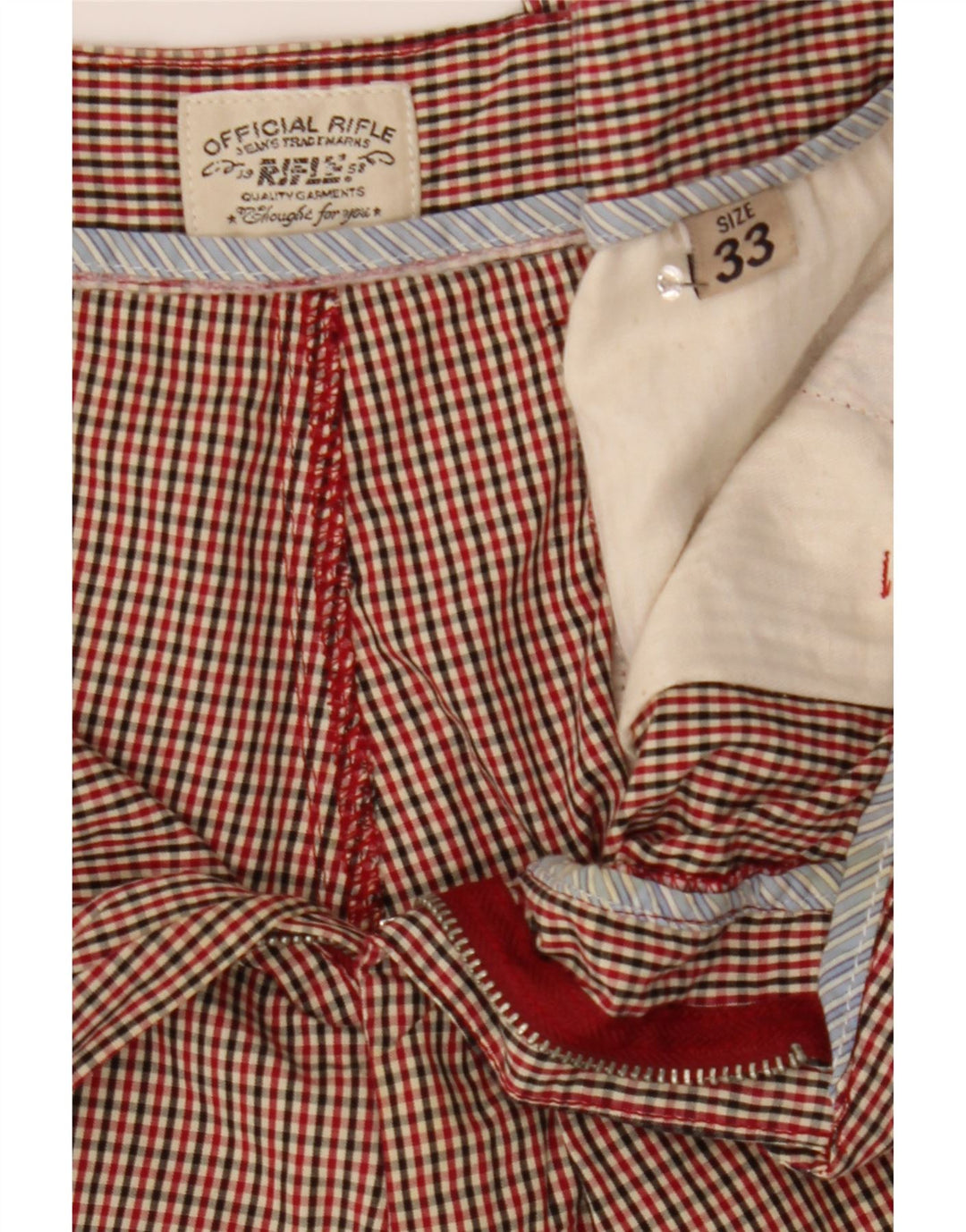 RIFLE Mens Chino Shorts W33 Medium Red Gingham Cotton Vintage Rifle and Second-Hand Rifle from Messina Hembry 
