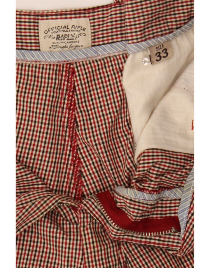 RIFLE Mens Chino Shorts W33 Medium Red Gingham Cotton Vintage Rifle and Second-Hand Rifle from Messina Hembry 