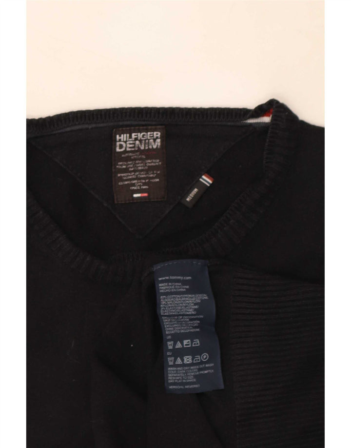 Tommy Hilfiger Jersey con cuello redondo para hombre, jersey de algodón negro mediano