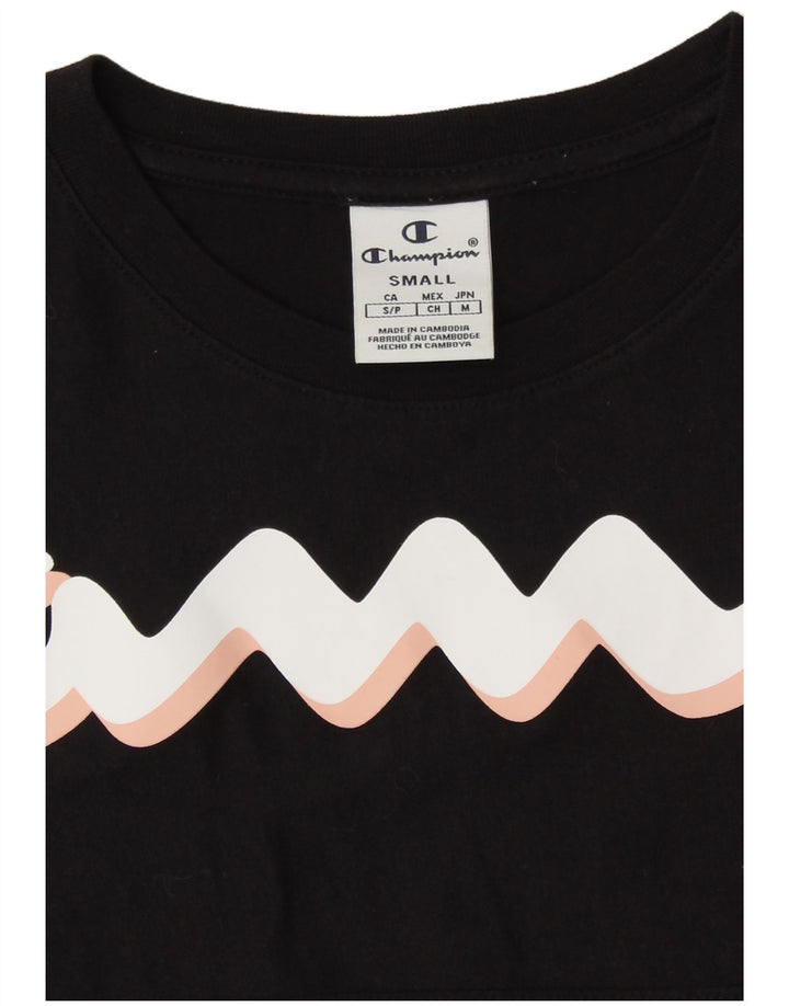 CHAMPION Top gráfico para mujer de manga larga UK 10 Small Black