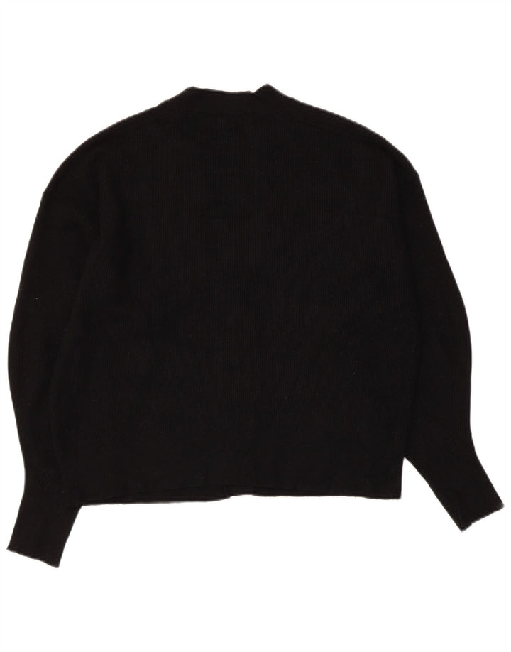 ZARA Mujer Crop Cardigan Sweater UK 44 Medium Viscosa Negra