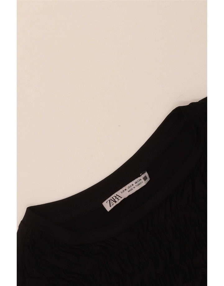 Zara Mujer Maxi Vestido De Manga Larga UK 42 Mediano Negro