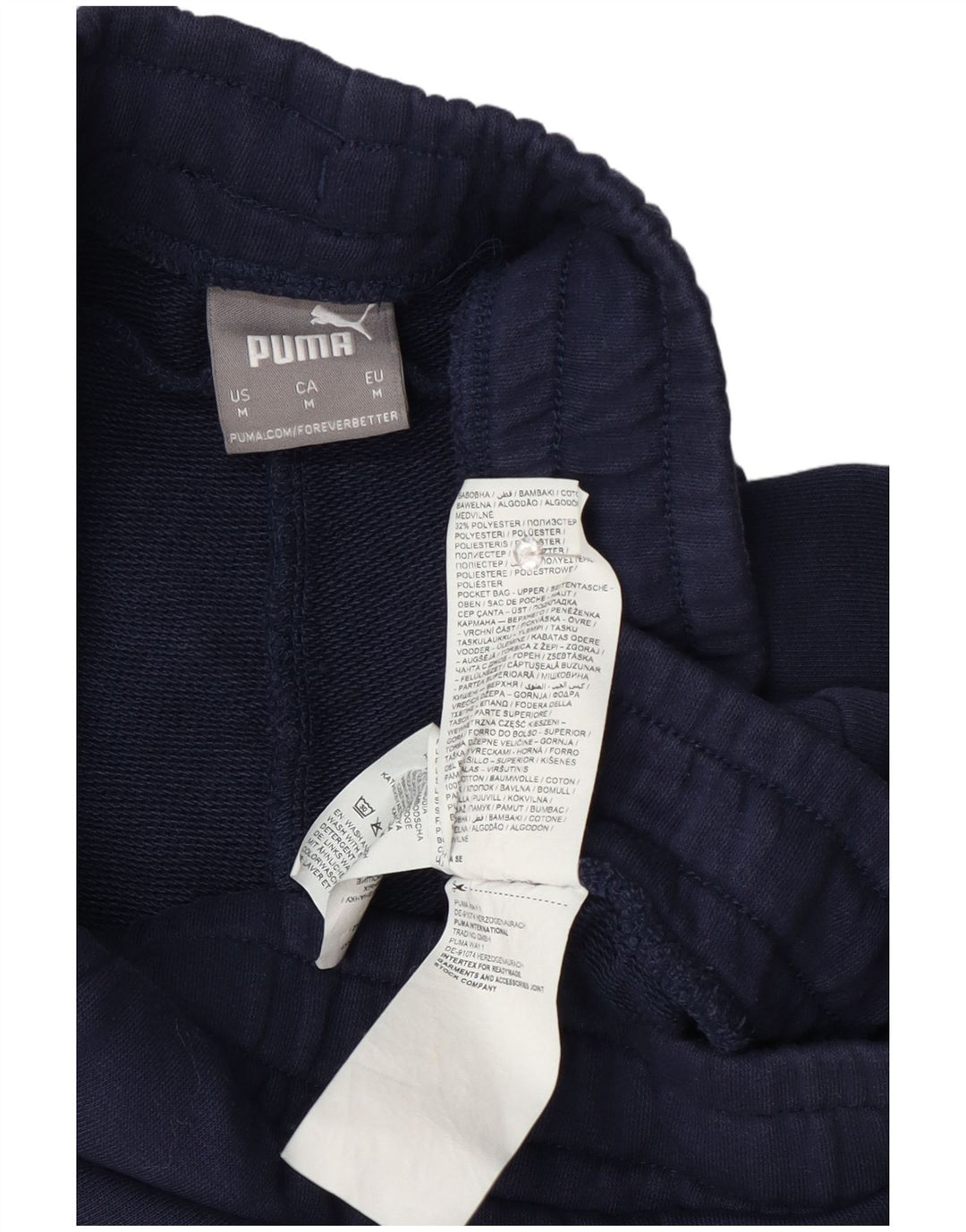Puma Pantalones cortos deportivos gráficos para hombre de algodón azul marino mediano