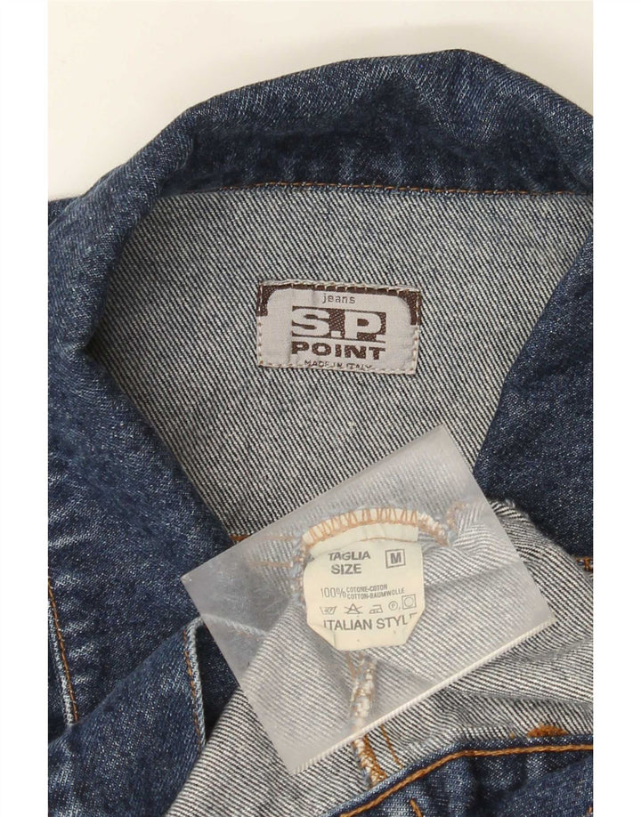 Vintage mujer crop denim chaqueta Reino Unido 14 algodón azul medio