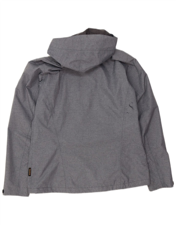 JACK WOLFSKIN Chaqueta impermeable con capucha para mujer UK 40 Poliéster gris medio
