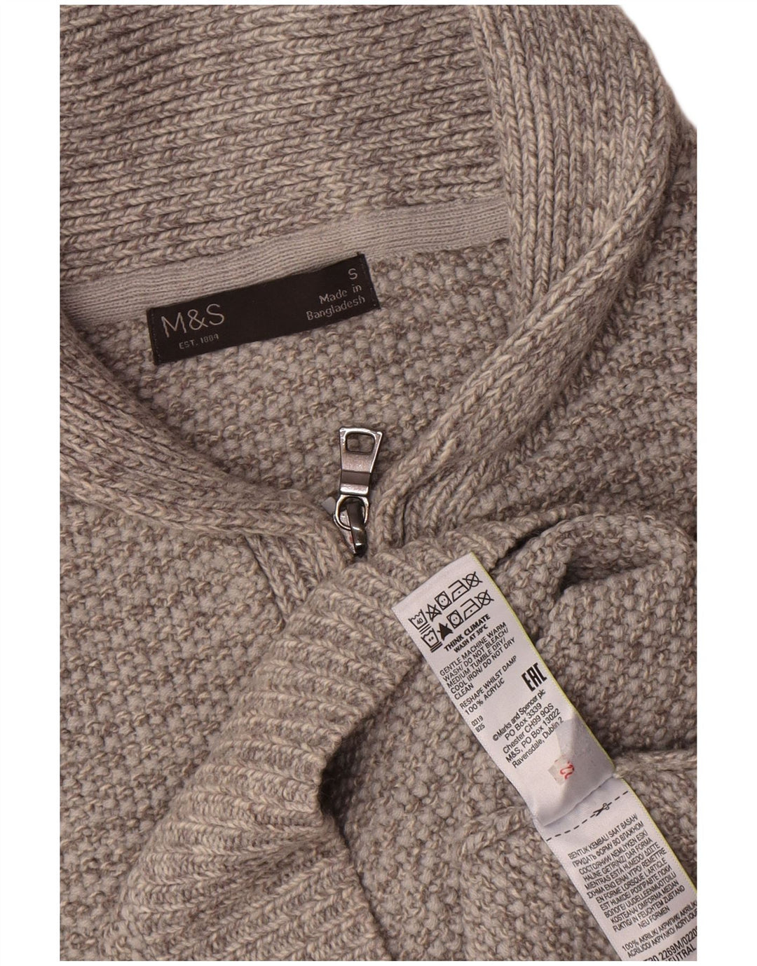 Marks & Spencer Hombre Polo Cuello Jersey Suéter Pequeño Acrílico Gris