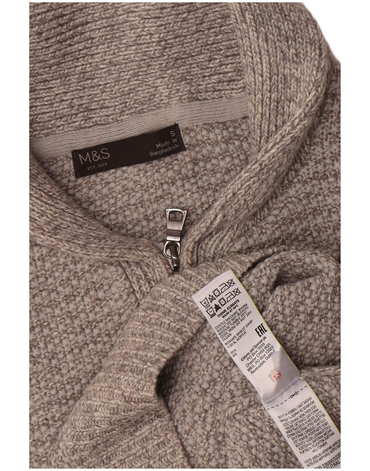 Marks & Spencer Hombre Polo Cuello Jersey Suéter Pequeño Acrílico Gris