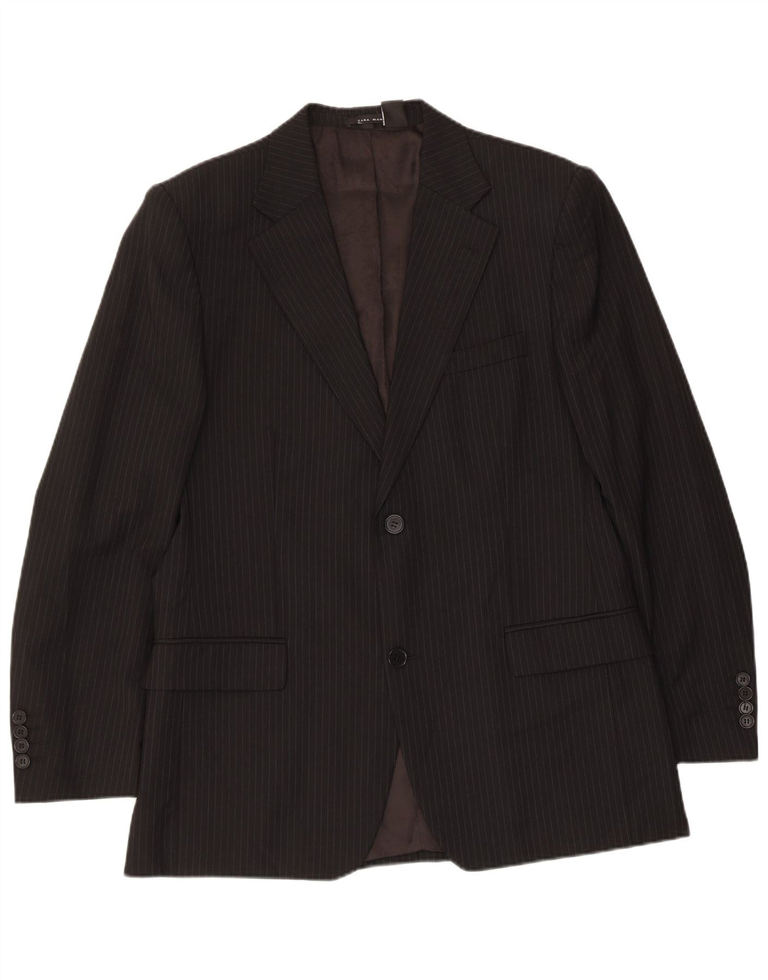 ZARA Chaqueta tipo blazer de 2 botones para hombre EU 50 Mediana Lana a rayas negras