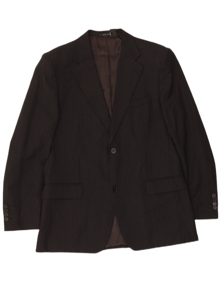 ZARA Chaqueta tipo blazer de 2 botones para hombre EU 50 Mediana Lana a rayas negras