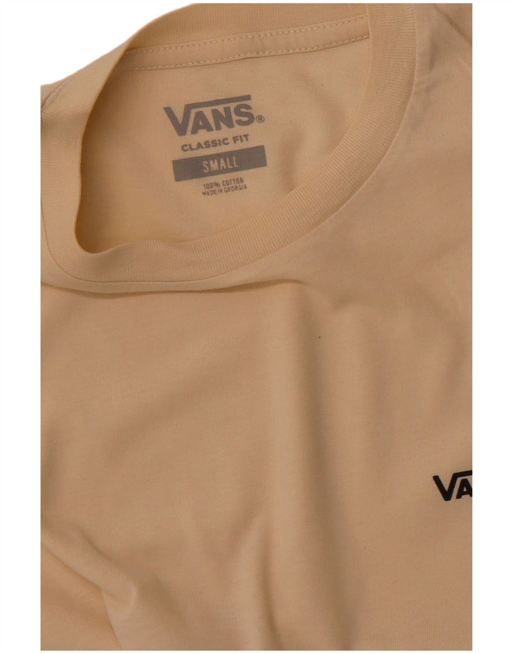 VANS Hombre Classic Fit Camiseta Top Small Beige Algodón