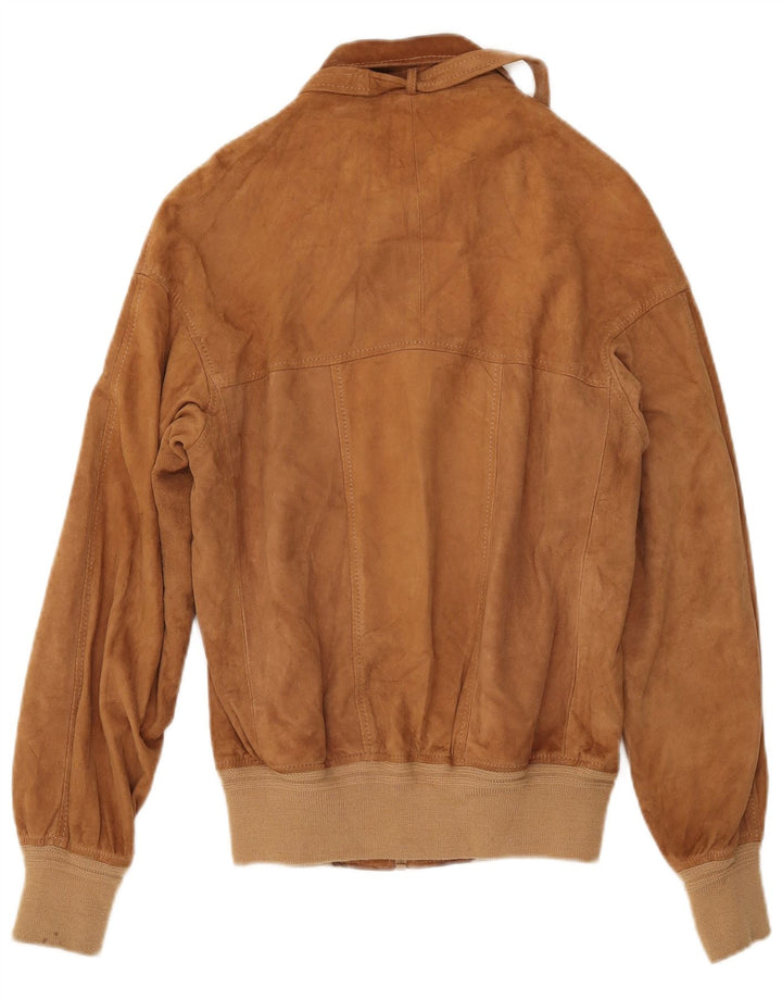 VINTAGE Chaqueta bomber de ante para mujer IT 44 Cuero marrón medio