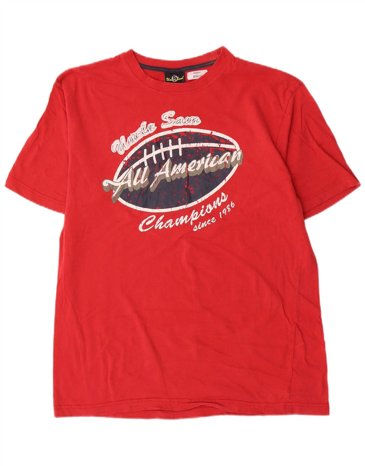 Tío Sam Camiseta gráfica para hombre Top Algodón rojo mediano