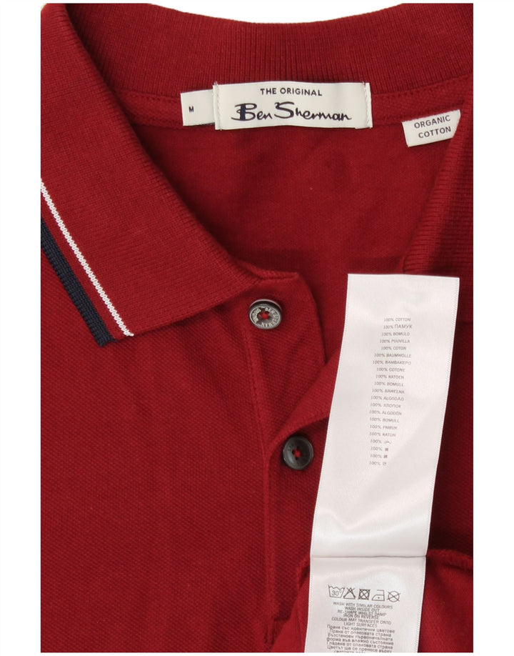 Ben Sherman Polo para hombre de algodón granate medio