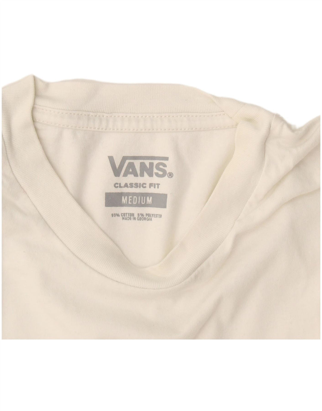 Vans Hombre Classic Fit Camiseta Top Medium Blanco Colorblock Algodón