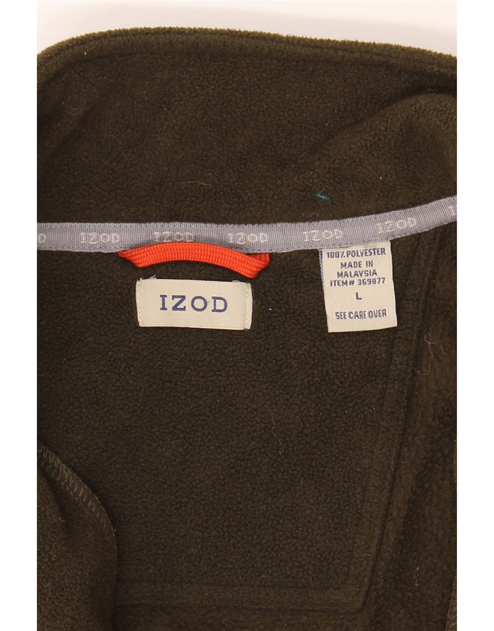 IZOD Mens Fleece Jacket UK 40 Large Khaki Polyester Vintage Izod and Second-Hand Izod from Messina Hembry 