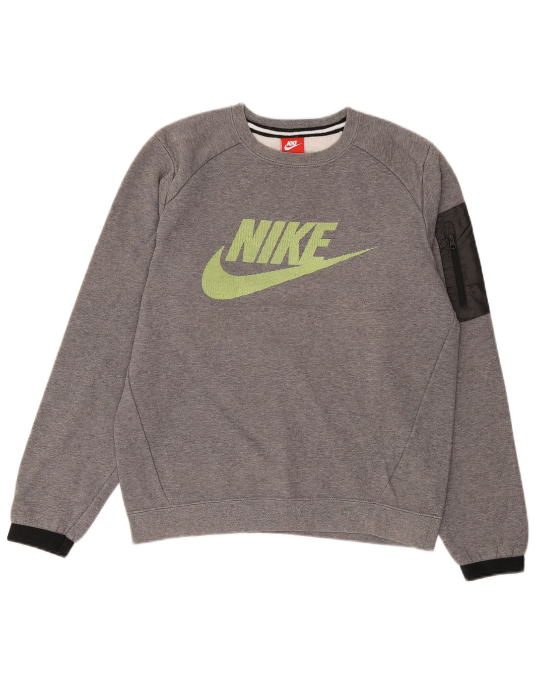 NIKE Hombre Sudadera con gráfico Jumper Small Gris Colorblock Algodón