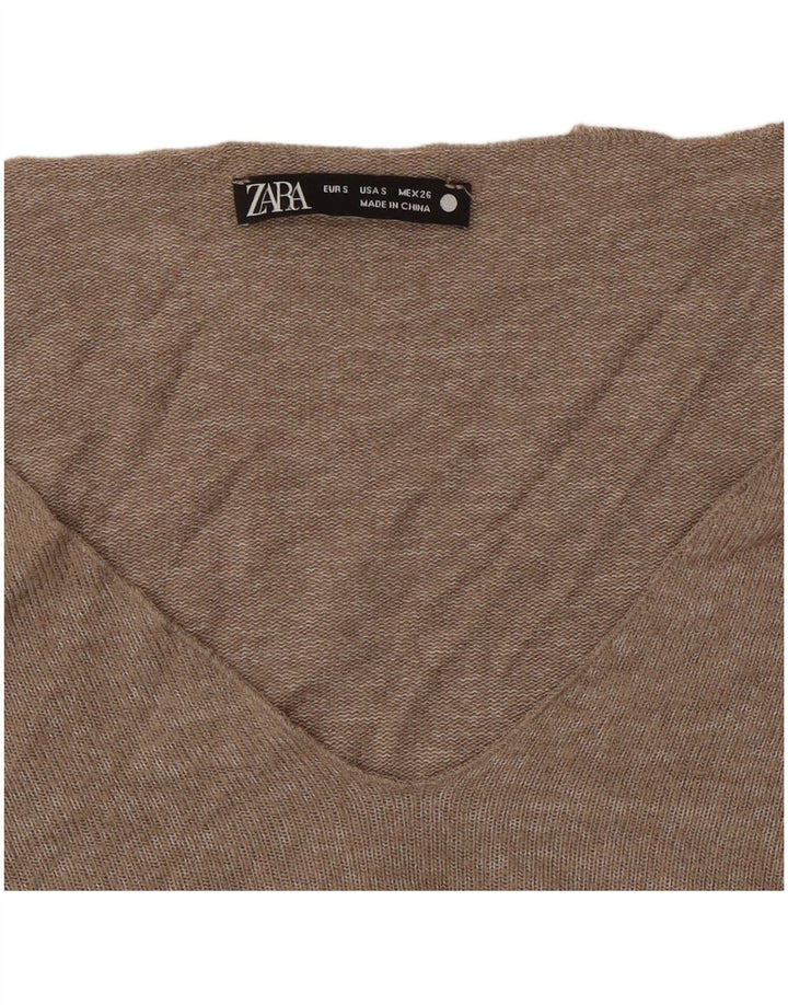 ZARA Mujer Jersey con Cuello en V Jersey UK 10 Small Gris