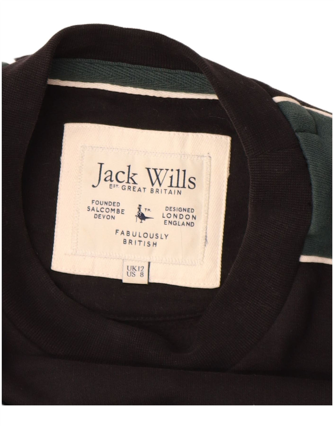JACK WILLS Vestido tipo jersey con gráfico extragrande para mujer UK 40 Mediano Negro