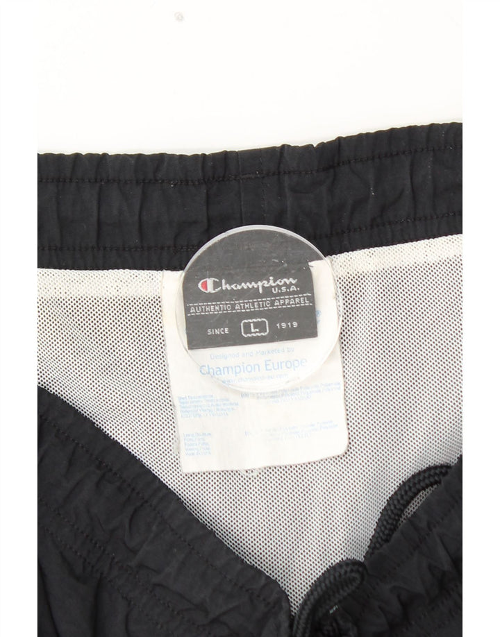 CHAMPION Pantalones cortos deportivos para hombre, talla grande, color negro, poliamida