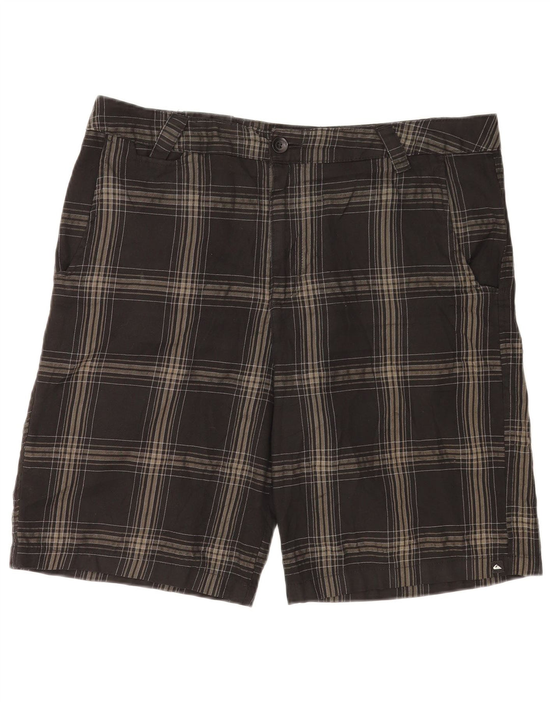 Pantalones cortos chinos Quiksilver para hombre W36 Poliéster a cuadros grises grandes