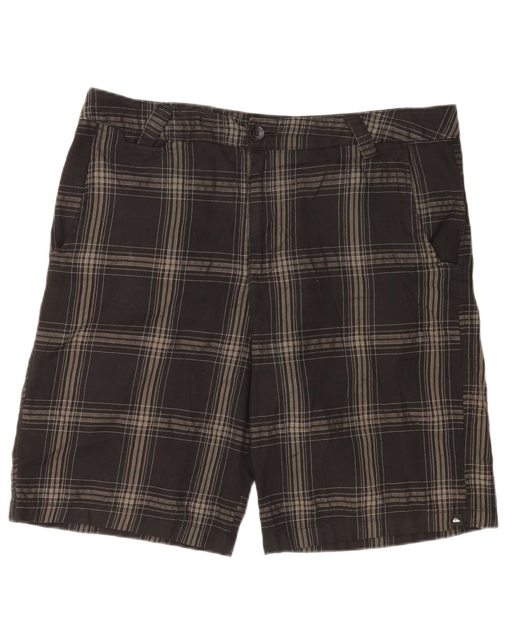 Pantalones cortos chinos Quiksilver para hombre W36 Poliéster a cuadros grises grandes