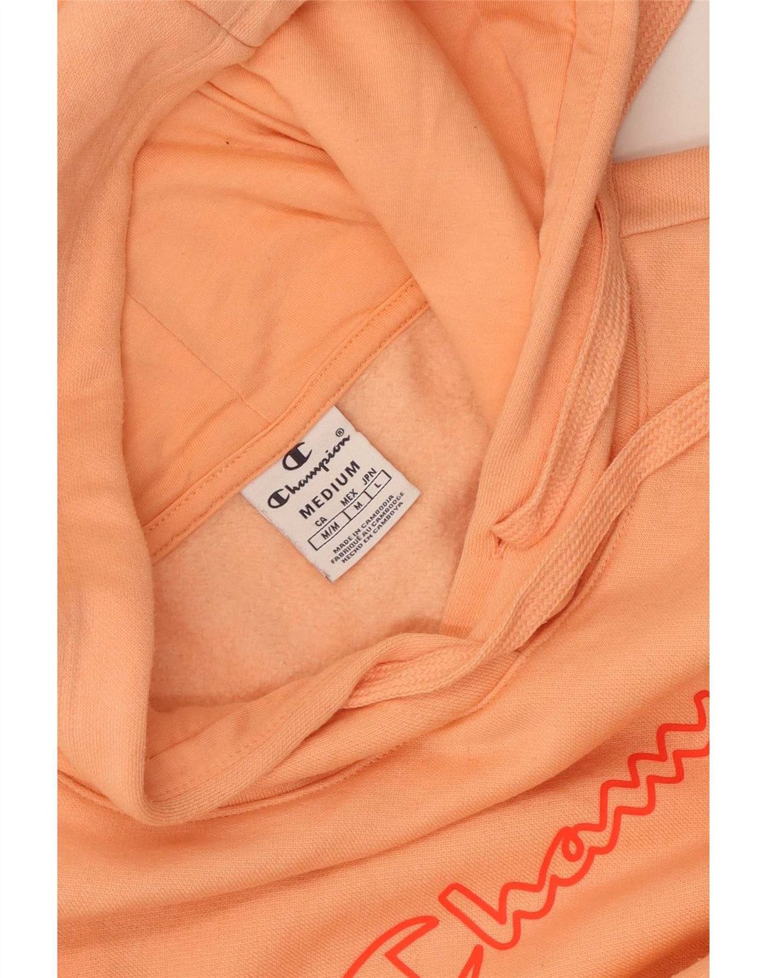 Champion Sudadera con capucha gráfica de gran tamaño para mujer Reino Unido 44 Naranja mediano
