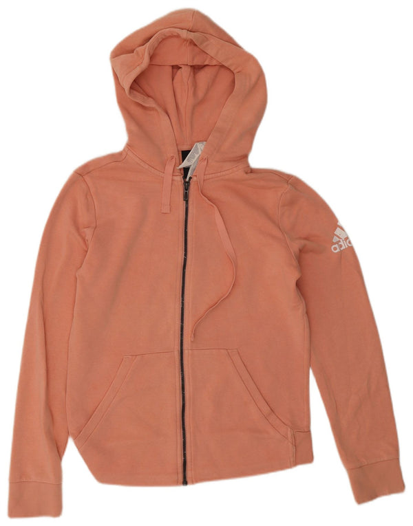 Adidas Sudadera con capucha y cremallera gráfica para mujer UK 8/10 Small Pink Cotton