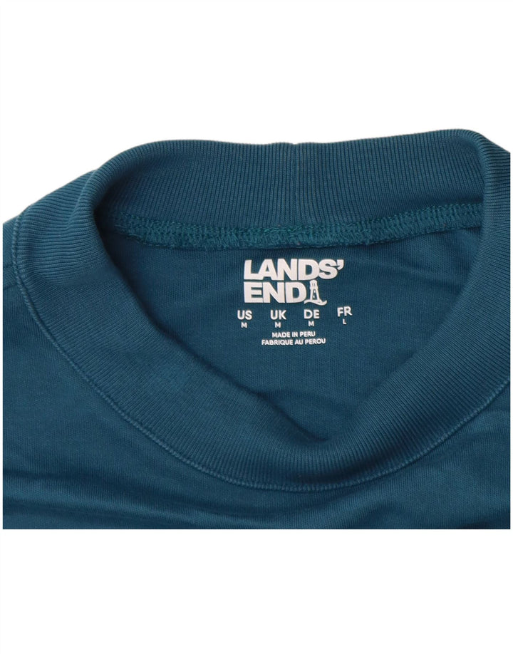 Camiseta Lands End Hombre Manga Larga Algodón Azul Medio