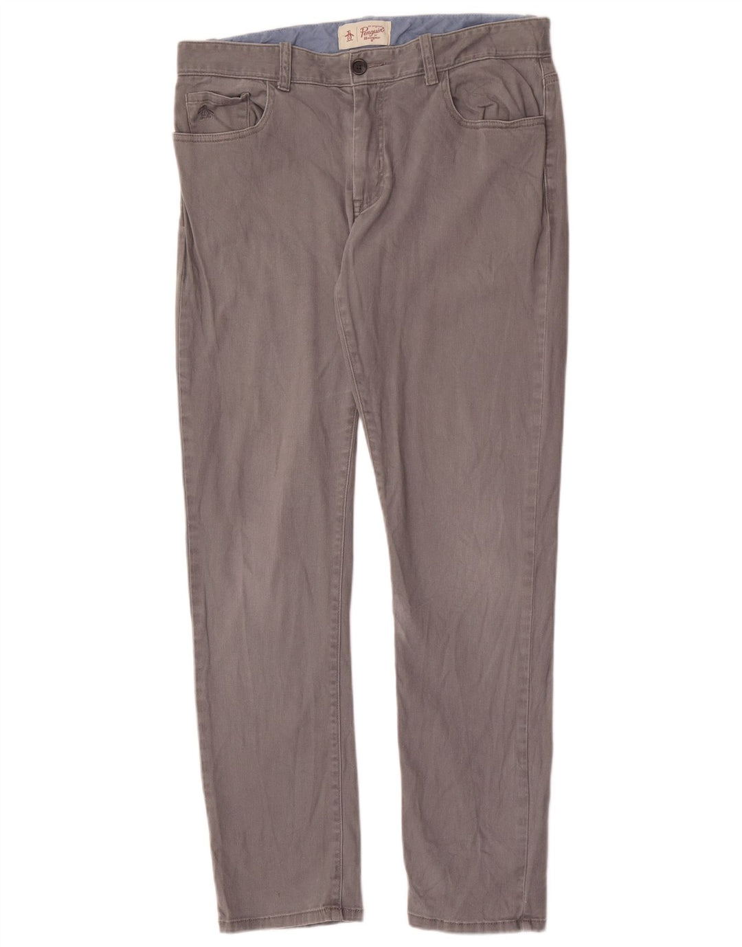 Penguin - Pantalones informales ajustados para hombre W33 L32 Gris