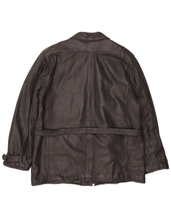 Michel Chaqueta de cuero para hombre IT 58 4XL Cuero gris