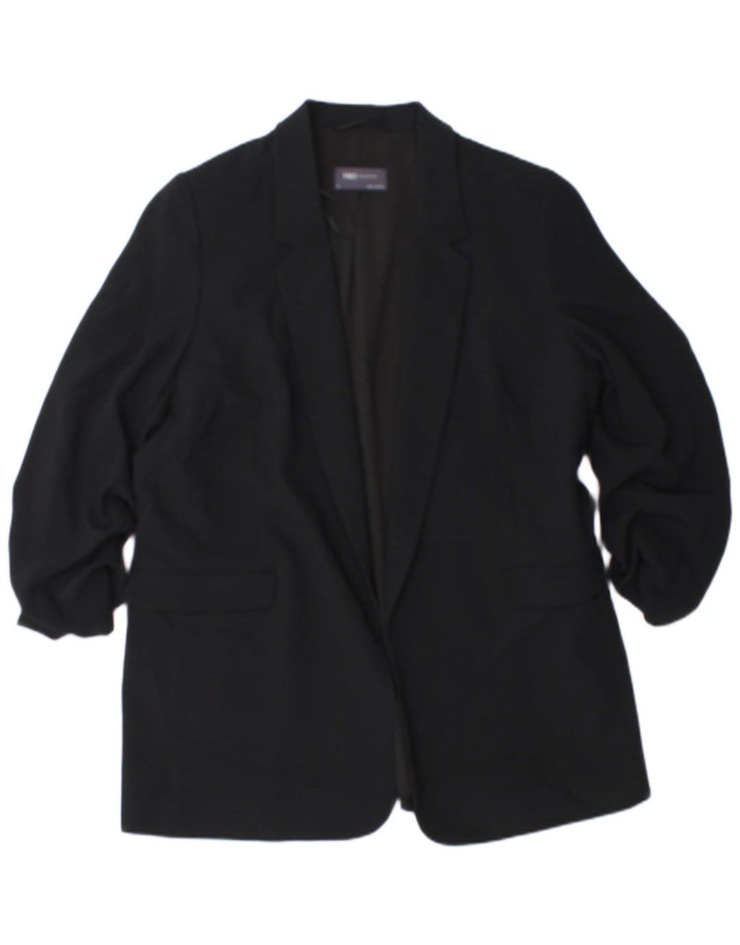 Marks & Spencer Chaqueta Americana Abierta de Manga 3/4 para Mujer UK 40 XL Negro
