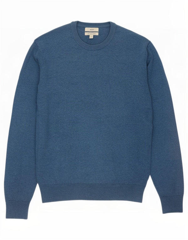 Marks & Spencer Jersey de cuello redondo para hombre XL Algodón azul