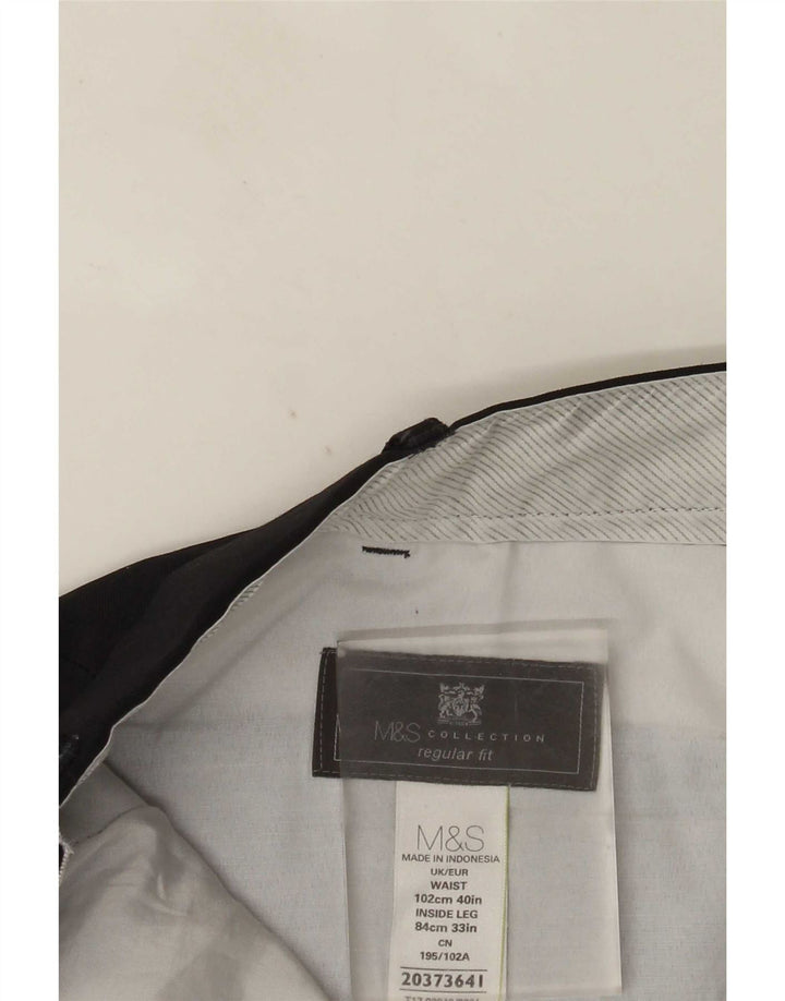 Marks & Spencer Pantalones de traje rectos de corte regular para hombre W40 L33 Azul marino