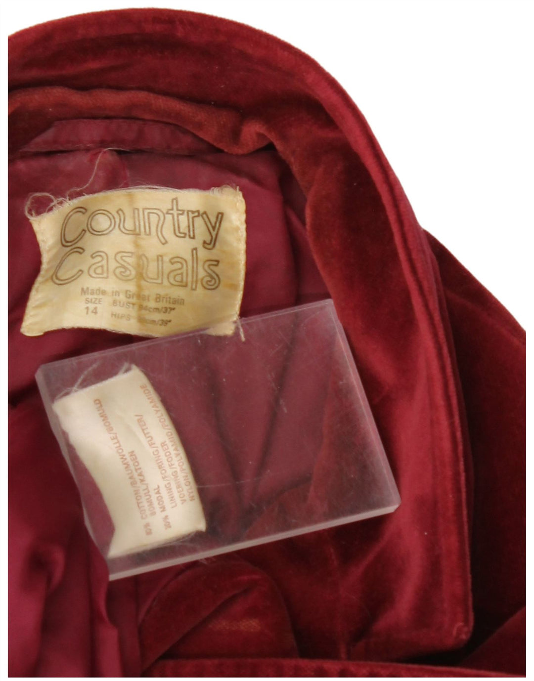 COUNTRY CASUALS Chaqueta Blazer de Terciopelo con 2 Botones para Mujer UK 44 Grande Borgoña