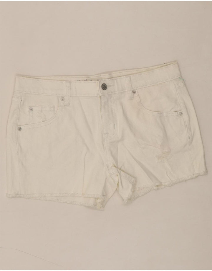 MOSSIMO Womens Boyfriend Distressed Denim Shorts US 6 Medium W28  White Vintage Mossimo and Second-Hand Mossimo from Messina Hembry 