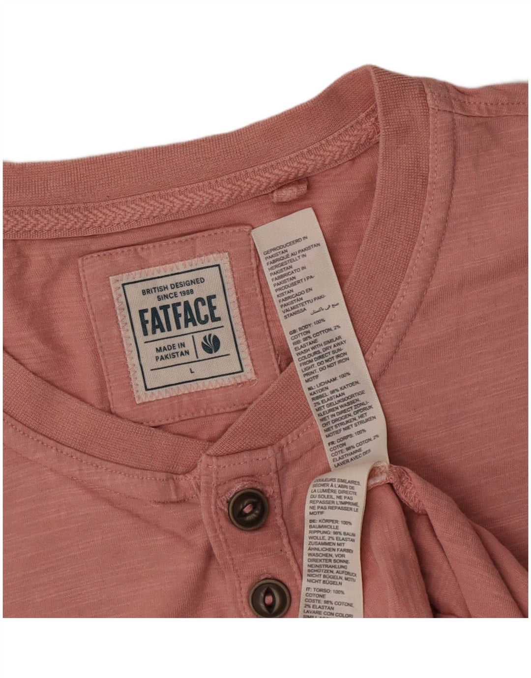 Camiseta para hombre Fat Face Top grande de algodón rosa
