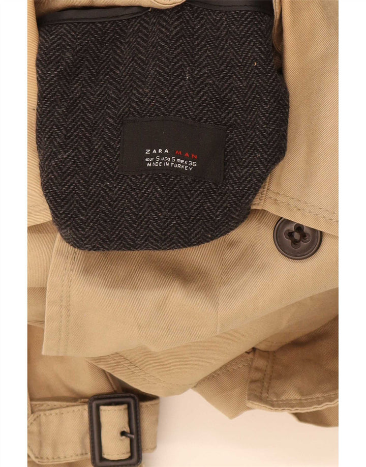 Zara Gabardina para hombre UK 36 Small Beige Poliéster