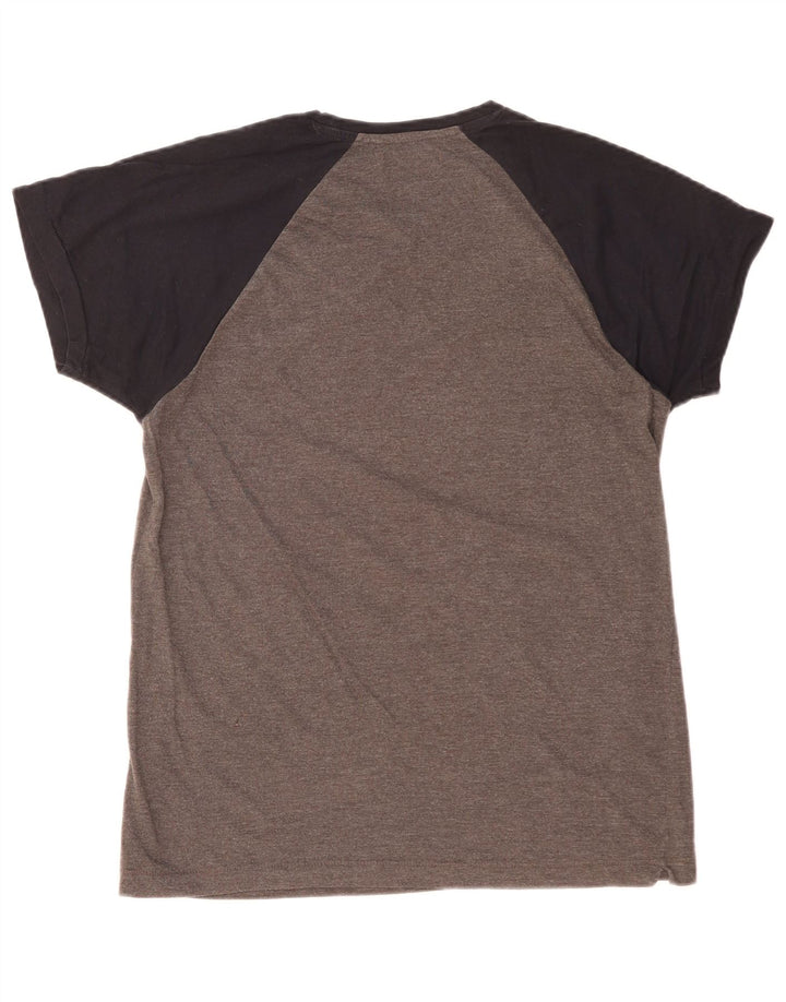 FRENCH CONNECTION Camiseta para hombre Top grande gris color block algodón