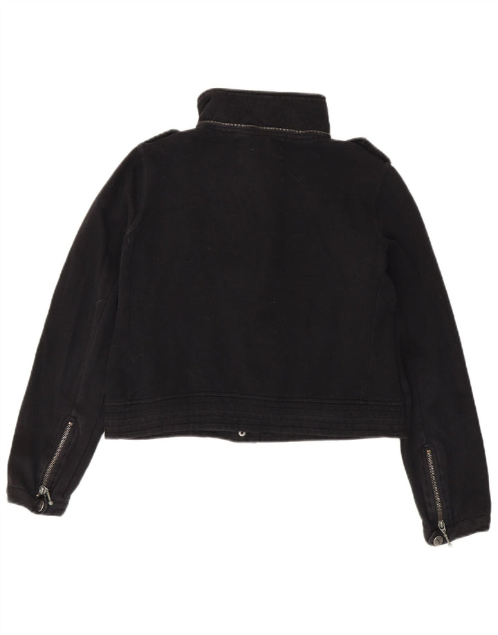Hurley Chaqueta Bomber Militar Corta para Mujer UK 44 Mediana Algodón Negro